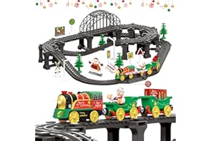 LZDMY Trenino Albero di Natale 110PZ da 3 Anni, Auto da Corsa Ferrovia Bambini Treno Elettrico Giocattolo con Binari Auto Pista Gioco Set per Bambini Ragazzo Ragazza Natale Regalo di Compleanno