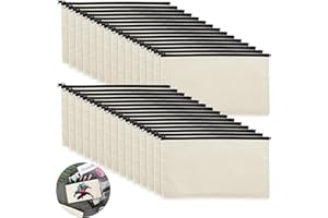 SENENQU Lot de 30 Pochette Tissu Zippée Trousse Personnalisable, 12×21CM Trousse en Tissu de Rangement, Pochette Maquillage à Personnaliser, Trousses à Crayons Vierge pour DIY