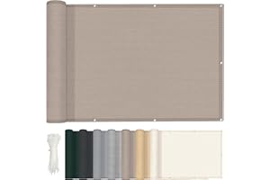 HENG FENG Osłona balkonowa, ogrodzeniowa, HDPE, 95% ochrona przed promieniowaniem UV, na taras, podwórko, basen zewnętrzny, werandę, balustradę, 0,8 x 6 m, ochra