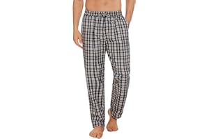 Aseniza Pantaloni Pigiama da Uomo in 100% Cotone,Pantalone Casual Pigiama Uomo,Pantaloni del Pigiama Sciolti a Quadri da Uomo
