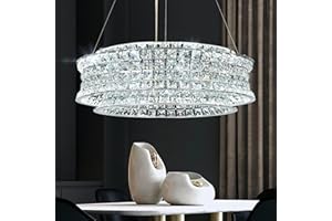 AOOCHOK Luxus Kristall Kronleuchter Modern Pendelleuchte Chrom, Klein Hängeleuchte Kristall Lampe, für Wohnzimmer, Esszimmer, Schlafzimmer, Restaurant, Φ50 cm