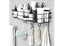 Plantex Self Adhesive Bathroom Shelf for Wall/Shelf Organizer/Kitchen Shelf with Magic Stickers - Pack of 1 (Black, Powder Co