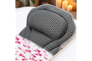 BEZHGOC Bath Pillow, Non-Slip Bath Cushion for Head And Neck 4D Bathtub Pillow Air Mesh Headrest Cushion with Suction Cups Fits All Bathtub Spa (Grey)