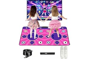 KIRJAUDU Dubbel interaktiv dansmatta för barn, halkfri flickdansmatta med HDMI-anslutning, barndansmatta med mer än 100 spel