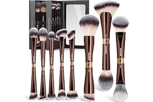 ‎MAANGE MAANGE Luxus Pinselset Makeup mit Spiegel (16-in-1) - 8 Dual-Ended Profi Makeup Pinsel für Foundation Contour & Lidschatten | Geschenkbox (Weihnachten, Geburtstag, Valentinstag)