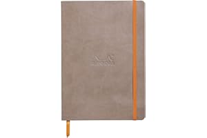 RHODIA 117454C - Carnet Souple Taupe - A5 14,8 x 21 cm - Pointillés Dot - 160 pages - Papier Clairefontaine Ivoire 90 g/m² - Marque-Page, Fermeture Élastique - Simili Cuir - Collection Rhodiarama