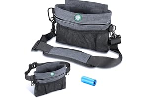 Brifit Leckerlitasche für Hunde mit Einhand-Magnet-Verschluss, Futterbeutel Hundetraining, Verstellbarem Bund, Herausnehmbare Innentasche, Kotbeutelspender, Leckerlibeutel für Hunde, Gassigehen