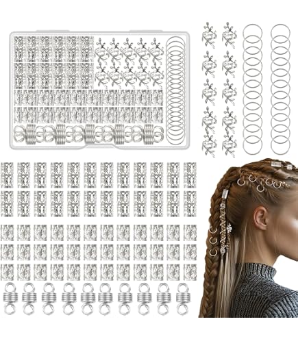 Cozevdnt – Lot De 67 Accessoires Viking Pour Dreadlocks Et Barbe – Perles Argentées Et Élastiques Pour Coiffures Médiévales