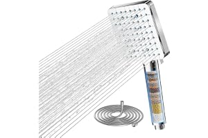 Cobbe Hard Water Filter Shower Head, High Pressure Shower Head and Hose with 20 Stage Filter, 6 Spray Modes Square Powerful S