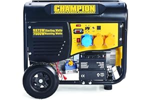 Champion Power Equipment CPG9000E2 8000 Watt Portable Petrol Frame Generator - 459cc OHV Engine - 25L Tank, 10 Hours Max, Electric Start, Wireless Remote, Intelligauge, Cold Start, Shut Off Sensor