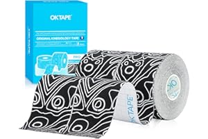 ‎OK TAPE OK TAPE Pro Kinesiologie Tape (5cm x 5m) Wasserfestes Hautfreundliche elastisches Kinesiotape für Knieschmerzen, Ellenbogen und Schulter (2 Rollen,Schwarz Weiß)