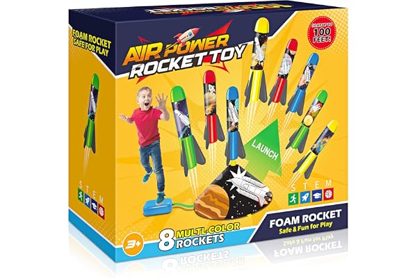 Anginne Fusée à pression d'air - Jouet d'extérieur pour enfants - Cadeaux pour garçons et filles
