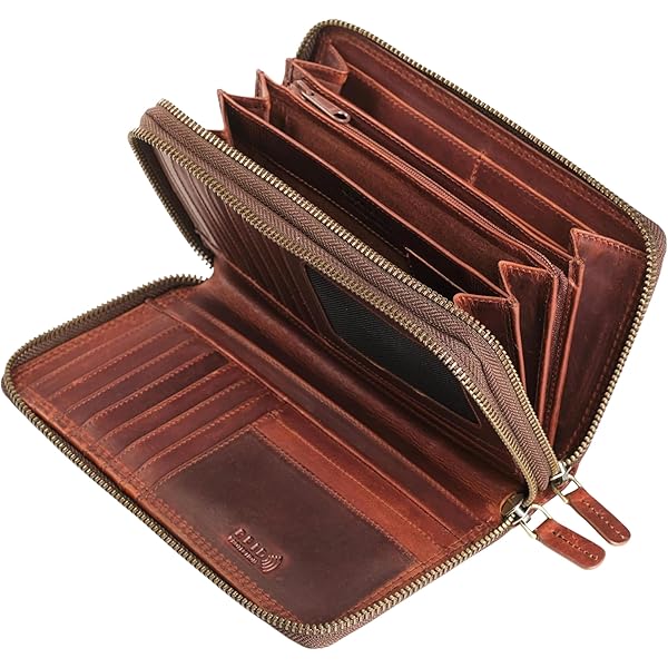 Portafoglio Da Donna In Pelle PU Grande Capacità, Con Cerniera, Porta Cellulare E 8 Scomparti, Marrone
