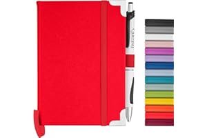 Bstorify A6 Notebook And Pen Set - 160 Lined Pages (10.5 x 14.85 cm) Red Journal Notebook A6 with Hardback Cover, Pen Loop, Expandable Pocket - Ideal for Diary, Notetaking and Writing (A6, Red)