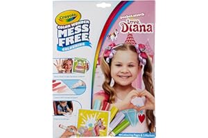 CRAYOLA Colour Wonder Love Diana, páginas para colorear sin desorden con 5 marcadores incluidos, juego de 23 piezas