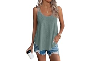 Sampeel Vests for Women Summer Tops Ladies Sleeveless Tank Tops Scoop Neck Shirts Spaghetti Strap Eyelet Camisoles