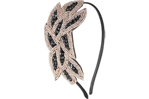 BABEYOND ArtiDeco 1920 copricapo Vintage 1920 fascia di cristallo fascia Flapper copricapo con accessori di cristallo Grande Gatsby accessori del costume Roaring 20 (Oro Nero)