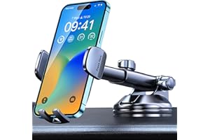 Support Telephone Voiture Ventouse, CIRYCASE Universel 360° Réglable Attache Téléphone Voiture, Libération Rapide à Un Bouton, Porte Telephone Voiture pour Tableau de Bord/Pare-Brise, 4-7" Smartphones