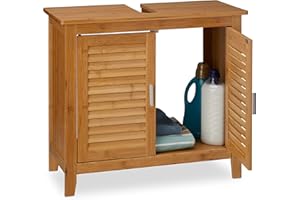 ‎RELAXDAYS Relaxdays Szafka pod umywalkę LAMELL, 2 drzwi, umywalka i umywalka, bambus i MDF, wys. x gł.: 60 x 67 x 30 cm, naturalna