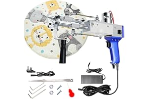 BAOZILY Pistolet à touffetage, machine à touffeter 2 en 1 pour poils coupés et poils bouclés, réglage de la vitesse et poignée à 360°, pistolet à tapis de 7 à 21 mm pour la maison, les outils de bricolage, la