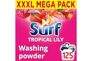 Surf Tropical Lily Washing Powder joy-infused fragrance with natural essential oil lasting up to 12 hours in wear for brilliantly clean laundry every time 125 washes 6.25 kg