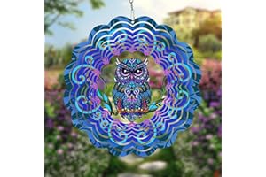 ALEENFOON Moulins à Vent en métal, Ornements de Jardin Magiques 3D, Moulin à Vent Rotatif en métal pour Cour extérieure, Patio, pelouse et décoration de Jardin, Cadeau (Hibou)