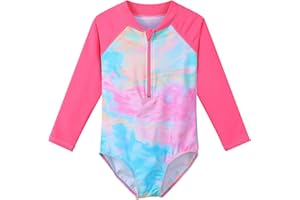 HUAANIUE Girls Swimsuit Long Sleeve 1pcs Swimwear UPF 50+ UV Sunsuit with Zipper 4-12Y Swimming Clothes Summer Bathing Sportswear