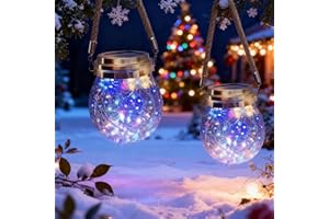 Lanterna Solare Esterno - XRR 2 Pezzi 30 LEDs Lanterne Solari da Esterno di vetro Impermeabile Luci Solari, Sospensione Solare Giardino Decorativa per Gazebo, Patio, Parco, Prato (multicolore)