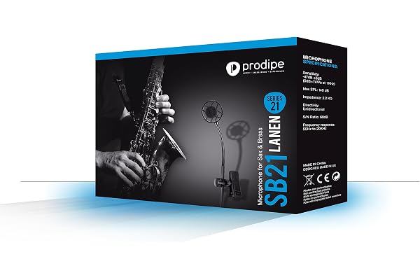 Prodipe SB21 Lanen Sax & Brass Microphone pour Saxophone alto/Saxophone ténor/Trompette/Trombone/Tuba Noir