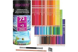HIFORNY Set di 75 matite colorate per adulti, 72 colori con extra, nucleo morbido per artisti, colori vivaci, matite da disegno, forniture artistiche per adulti, principianti e bambini