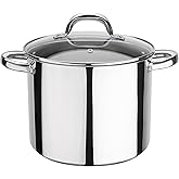 GSW Stahlwaren GmbH Stockpot with Glass Lid, 24 x 22 cm, 10 L, Stainless Steel, Silver/Transparent, 30 x 24 x 22 cm
