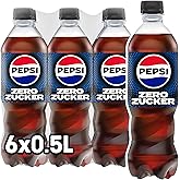 Pepsi Zero Zucker, Das zuckerfreie Erfrischungsgetränk von Pepsi ohne Kalorien, Koffeinhaltige Cola in der Flasche, EINWEG (6