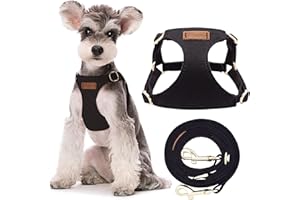 Puppytie Pettorina per Cani di Taglia Piccola e Media - Guinzaglio per Cani Multifunzione, Leggera, Morbida, Regolabile, Senza Soffocamento, a Prova di Fuga per Animali Domestici - Nero, S, 4-8 kg