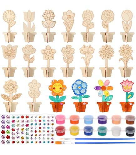 Baker Ross Mini Flores De Madera | Lote De 45 | Manualidades Para Niños | Decoración De Tarjetas Y Proyectos De Primavera