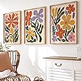 Generic Boho Abstract Flowers Print Set of 3, Botanical Wall Prints, Floral Wall Art, Vintage Art Print, Boho Wall Art, Flower Market Poster, Unframed, A4, A3