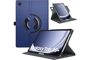 TiMOVO Coque Rotative pour Samsung Galaxy Tab A9+/A9 Plus 11" 2023 SM-X210/X216/X218, Couvercle de Support Rotatif à 90 Degrés pour Tablette Galaxy Tab A9+ Veille Automatique, Marine Bleu