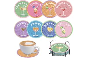 8 stycken cocktaildiamantmålning underlägg, cocktail diamant koppunderlägg | diamantmålningsunderlägg med hållare, cocktail diamantunderlägg, för vuxna, nybörjare och pysselvänner
