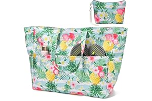 KESUDE Bolsa de Playa Grande para Mujer, Bolso Playa Grande XXL Familiar con Cremallera Impermeable Shopper Bolsa de Hombro Totoes Verano Mujer Bolsa para Piscina, Picnic, Viajes Beach Bag