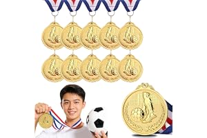 CTForest 11 stycken guldmedaljer i plast, medaljer för barn, guldmedaljer i metall, för att vinna fotbollsturneringar och som present till barn (fotboll)