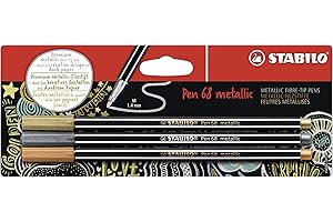STABILO Pen 68 metallic - Pennarello Premium Metallizzato - Pack da 3 - Oro/Argento/Rame