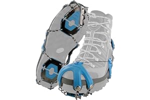 YAKTRAX SUMMIT Heavy Duty Traction Hiking Cleats, Triangular Carbon Steel Spikes with Stainless Steel Chain Links, Provides Traction In Ice & Snow, Black/Blue