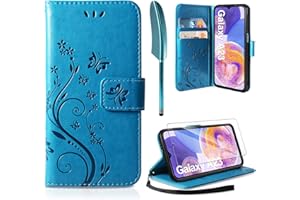 AROYI Lederhülle Kompatibel mit Samsung Galaxy A23 4G/5G 6.6" Hülle und Schutzfolie, Flip Wallet Handyhülle PU Leder Tasche Kartensteckplätzen Schutzhülle Kompatibel mit Samsung Galaxy A23