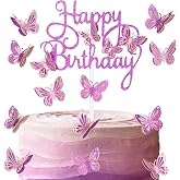 Butterfly Cake Toppers Pink Purple Butterfly Cake Toppers for Cake Glitter Butterfly Cake Decorations Butterfly Theme Cake Decorations for Girls