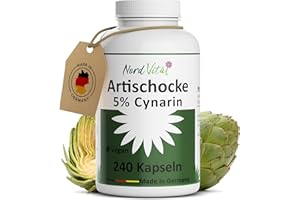 ‎NORD VITAL Nord Vital Artischocken-Extrakt - 240 Kapseln - 1350 mg je Tagesdosis - 5% Cynarin - HOCHDOSIERT - 80 Tage Vorrat - 100% aus frischen Artischocken extrahiert - In Deutschland hergestellt - Vegan