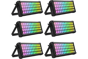 RGB Light Bar, DELIBANG LED Wall Washer dmx512 Flood Light 80W Equivalent Adjustable Stage Floodlight 48 LEDs Spotlight for DJ Disco Party Halloween Christmas Festival, 6PCS