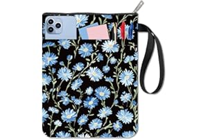 CRASPIRE 11x8.6In Book Sleeve Blue Daisy Flower Protector Bookcovers Paperbacks Washable Fabric Cloth Pouch Handle with Zipper Extra Front Pocket for Book Lovers Readers Notebook Wraps Friend Gifts