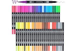 ‎APOGO APOGO Dual Brush Pen Set, Filzstifte 48 Farben Handlettering Stifte Doppelfasermaler Pinselstift für Kalender 2024, Malen Nach Zahlen Erwachsene, Aquarellpinsel, Bullet Journal, Kalligraphie stifte