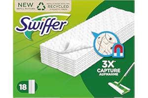 Swiffer Ściereczki do wycierania podłogi, zestaw uzupełniający, 18 ściereczek, wycieraczka, idealna do usuwania kurzu, sierści zwierząt i alergenów