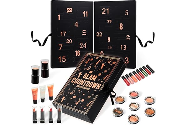 KreativeKraft Calendrier de l'Avent Beauté 2025, Coffret Maquillage, Soins Visage, Compte à Rebours de Noël, Idée Cadeau Femme, Maman, Soeur ou Amie (Noir)