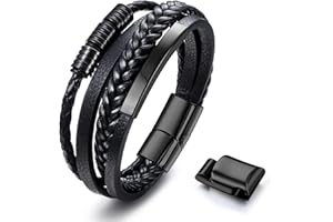 ADRAMATA Męskie bransoletki skórzane bransoletki dla mężczyzn i kobiet bransoletka krzyżowa czarna pleciona prawdziwa skóra bransoletki z zapięciem magnetycznym bransoletki przyjaźni męska biżuteria